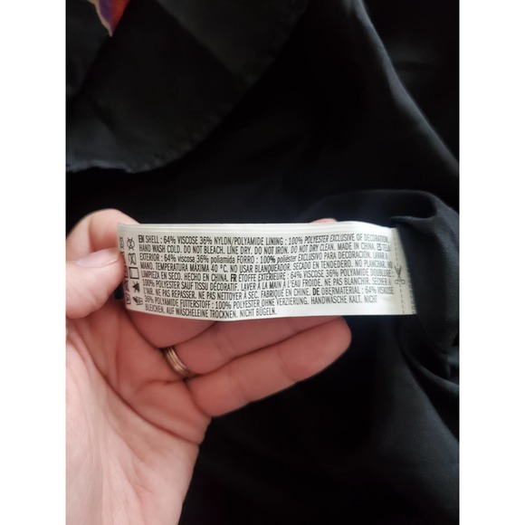 Forever 21 black/multicolor floral velour long sleeve mini dress sz Large - Picture 3 of 7